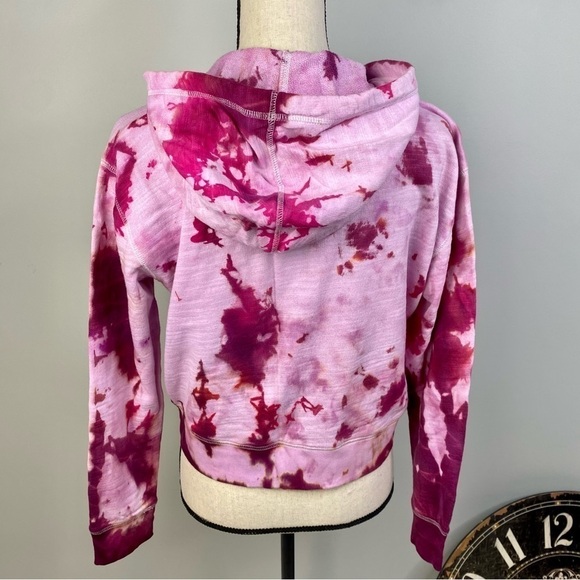 J.Crew Tie Dye Pink Valentine’s Day Cropped full zip Hoodie size S - Picture 2 of 12